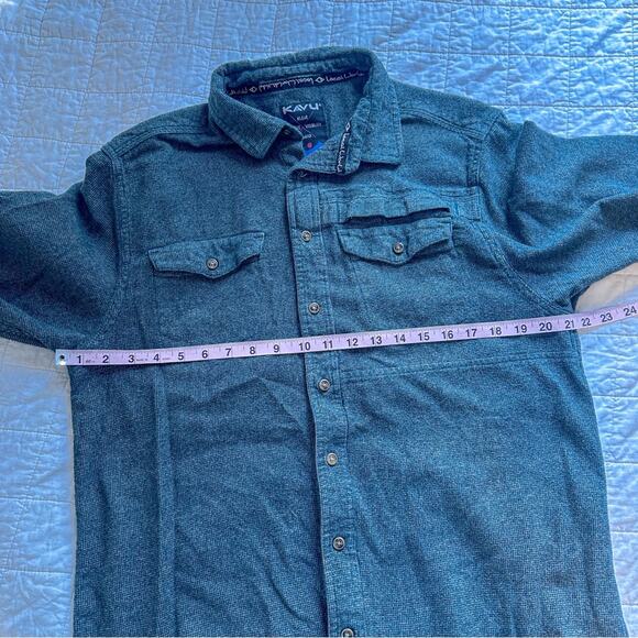Kavu Flannel Shirt Mens Large Silverton Button Down Plaid Knit Green Large - Picture 10 of 10